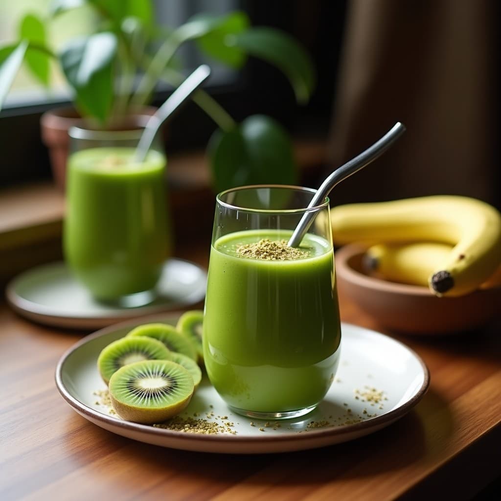Smoothie Verde de Espirulina y Piña con Semillas de Sacha Inchi: Batman Peruano Energético