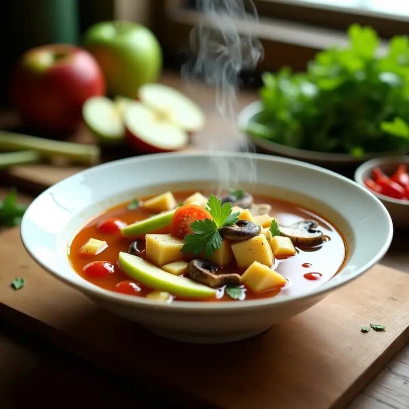 Sopa Agria y Picante con Manzana Verde: Receta Thai Auténtica en 25 Minutos