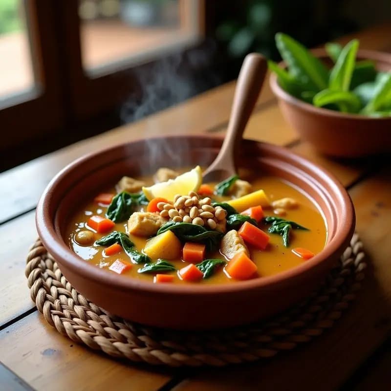 Sopa de Cacahuete African West con Pollo y Verduras: Receta de Ghana Rápida y Nutritiva
