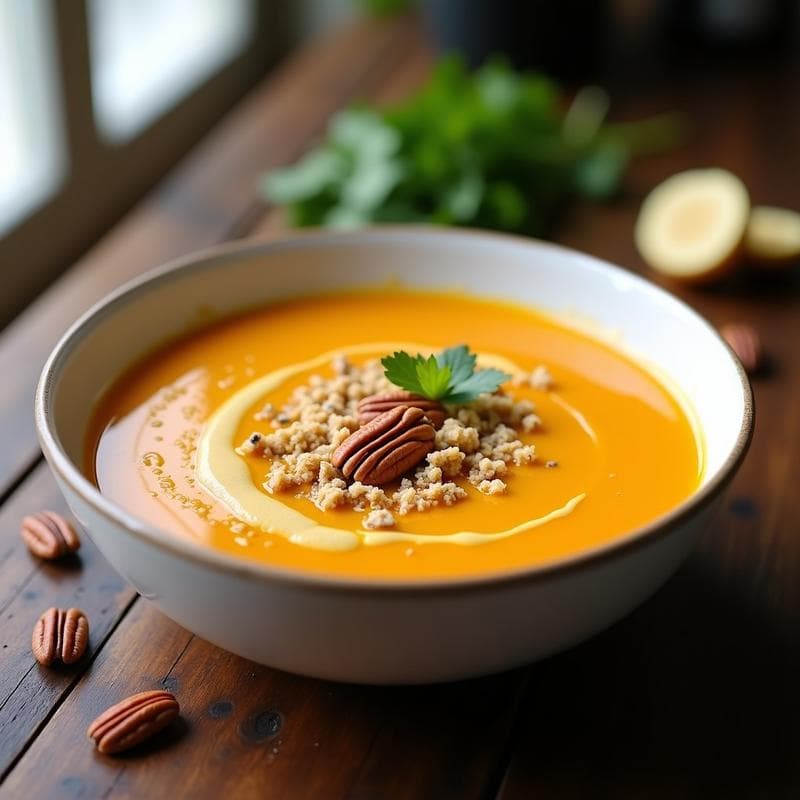 Sopa de Calabaza Butternut y Jengibre con Crumble de Nueces: Receta en Thermomix y Antinflamatoria