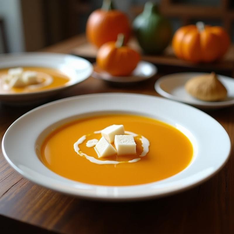 Sopa de Calabaza y Jengibre con Cruzados de Coco: Receta Tailandesa Vegana y Reconfortante