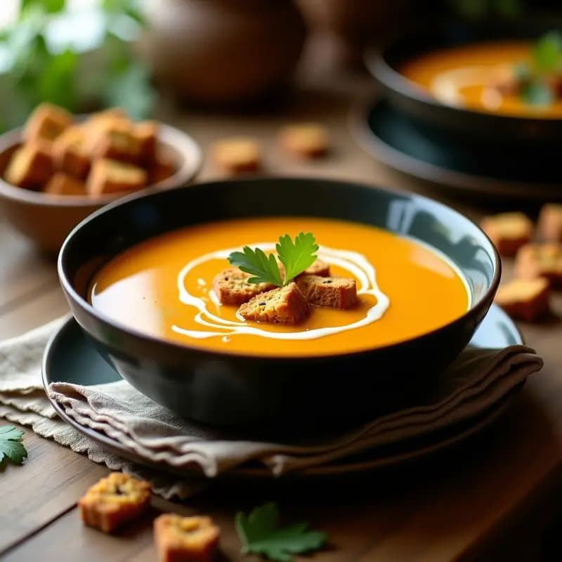 Sopa de Calabaza y Jengibre con Crutones de Pan de Sorgo: Receta Sudafricana Sin Gluten