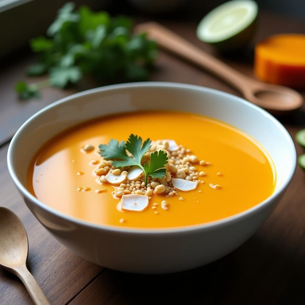 Sopa de Calabaza y Jengibre con Leche de Anacardo: Receta Tailandesa Keto y Cremosa
