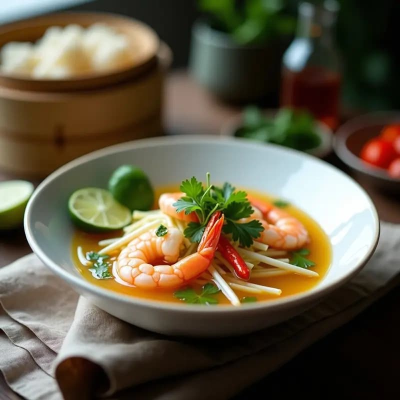 Sopa de Camarón y Lemongrass: Receta Vietnamita Ligera y Reconfortante en Olla Exprés