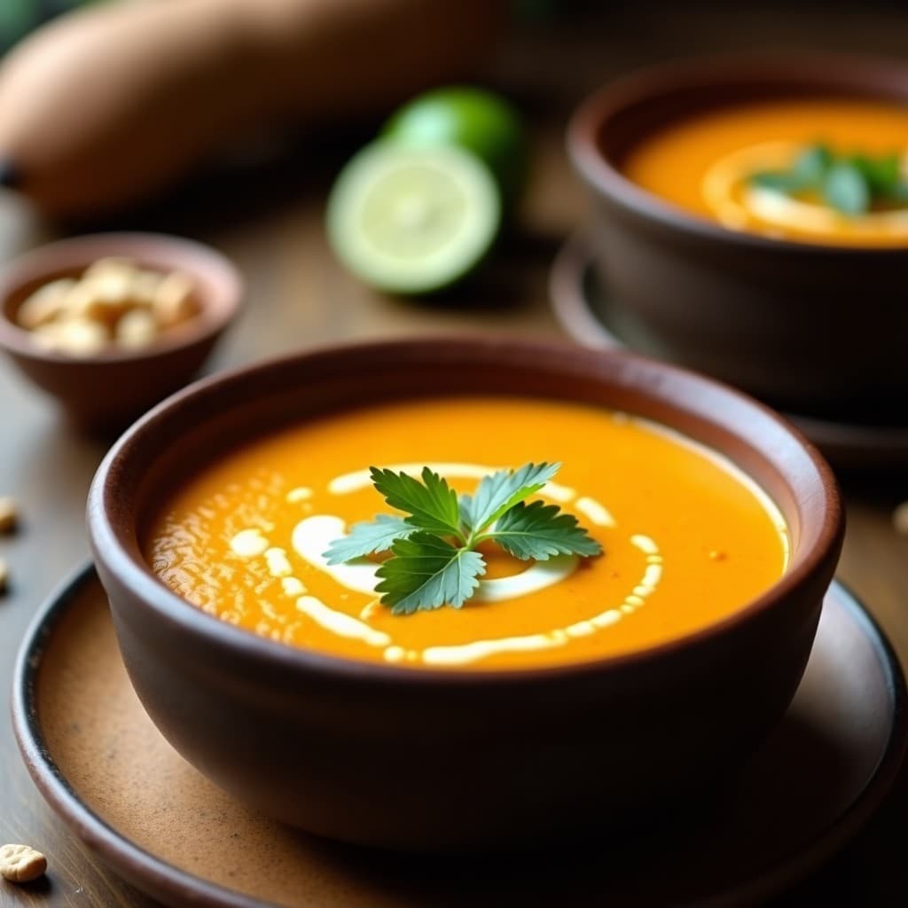 Sopa de Camote y Cacahuete con Touch de Lima: Receta Africana Keto en Olla Express