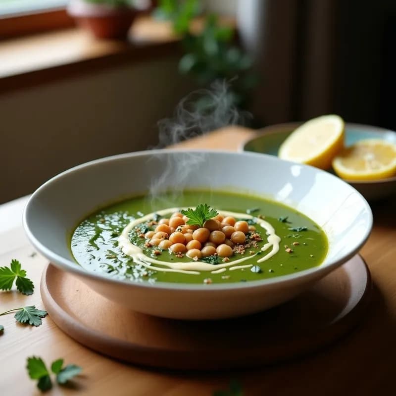 Sopa de Espinacas y Garbanzos Ahumados: Receta Vegana Alta en Hierro en 25 Minutos