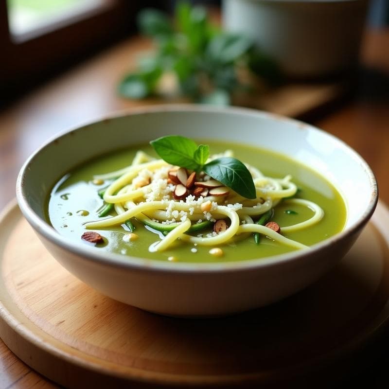 Sopa de Fideo de Calabacín con Albahaca y Queso Pecorino: Receta Keto y Sin Gluten