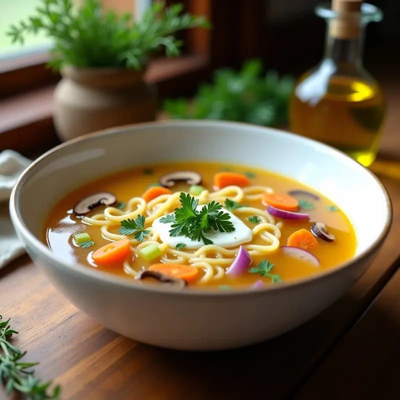 Sopa de Fideo Francés con Caldo de Verduras y Hierbas Provenzales: Receta Keto y Rápida