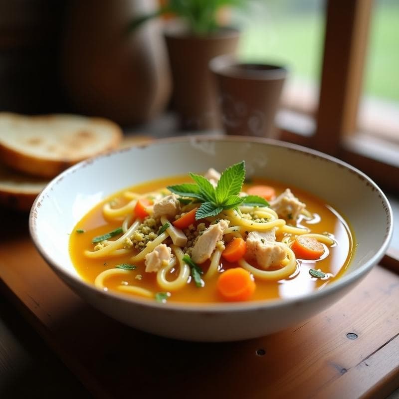 Sopa de Fideo con Pollo y Azafrán: Receta Persa en Olla Express y Reconfortante