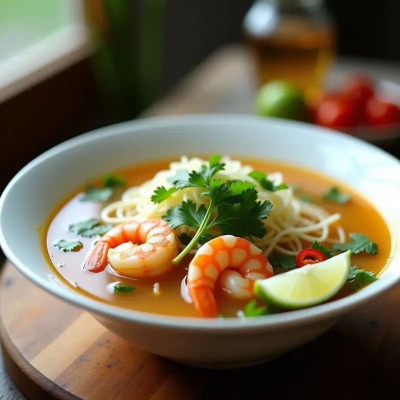 Sopa de Fideos de Arroz con Camarones y Limón: Receta Vietnamita (Phở Tôm)