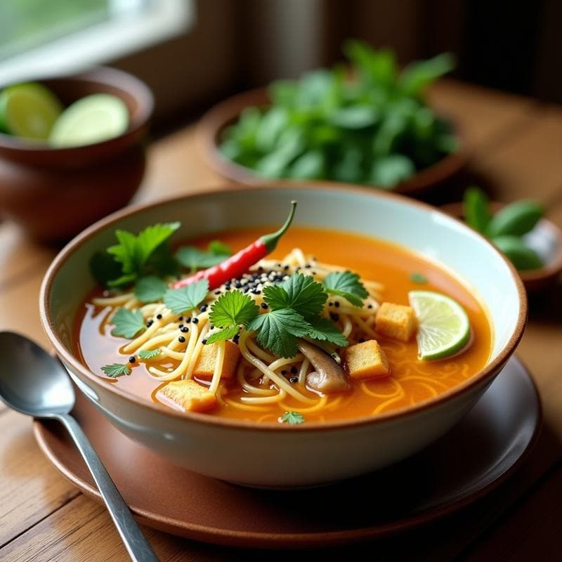 Sopa de Fideos de Arroz con Jengibre y Limoncillo: Receta Vietnamita Vegana y Reconfortante