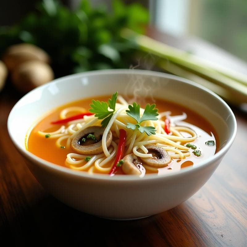 Sopa de Fideos de Arroz con Caldo de Lemongrass y Jengibre: Receta Vietnamita Depurativa