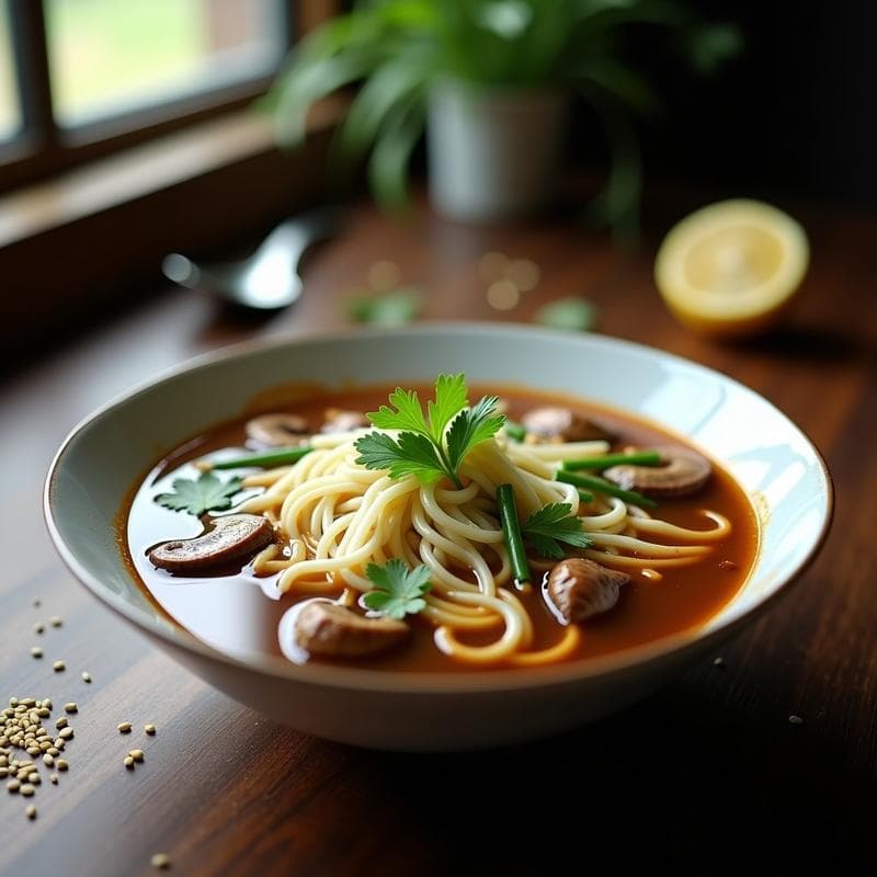 Sopa de Fideos de Arroz y Setas Shiitake: Receta China en Thermomix Vegana