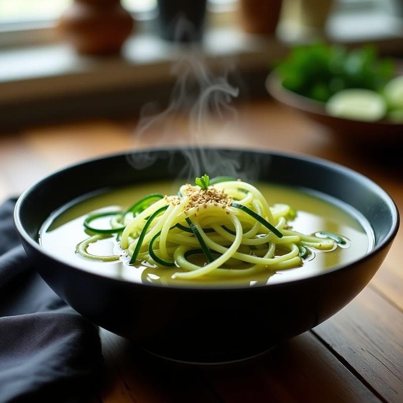 Sopa de Fideos de Calabacín y Jengibre: Receta Keto en 15 Minutos y Sin Lácteos