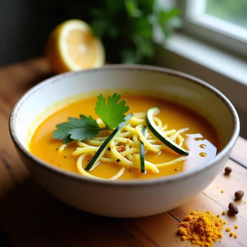 Sopa de Fideos de Calabacín y Limón Confitado: Receta Marroquí Detox en Olla Express