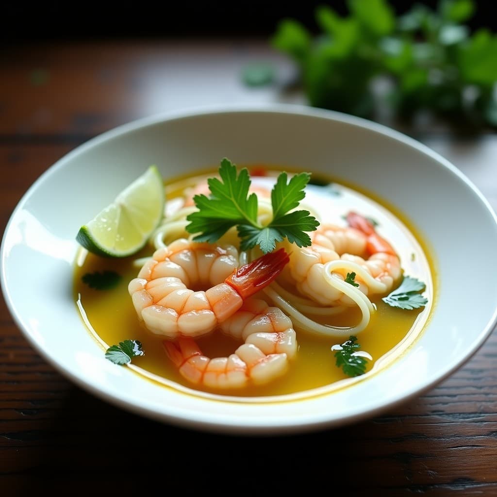 Sopa de Fideos de Konjac con Gamba y Cilantro: Receta Tailandesa Keto en 15 Minutos