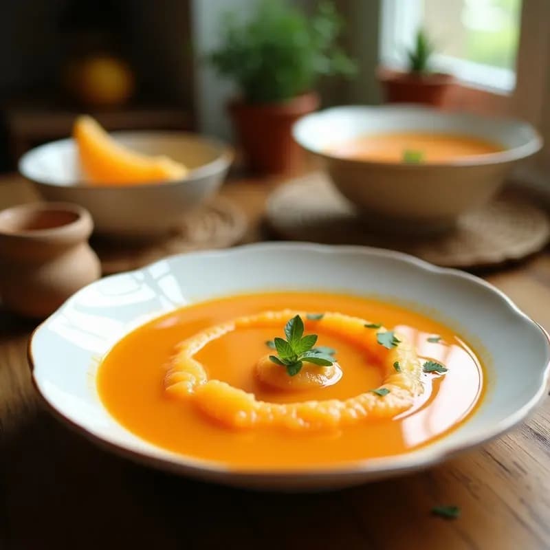 Sopa Fría de Melón Cantalupo y Jengibre con Toque de Limón: Receta Chino-Tailandesa
