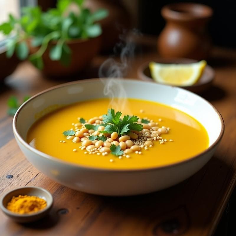 Sopa de Frijol Mung y Cúrcuma: Receta Ayurvédica Detox en 20 Minutos