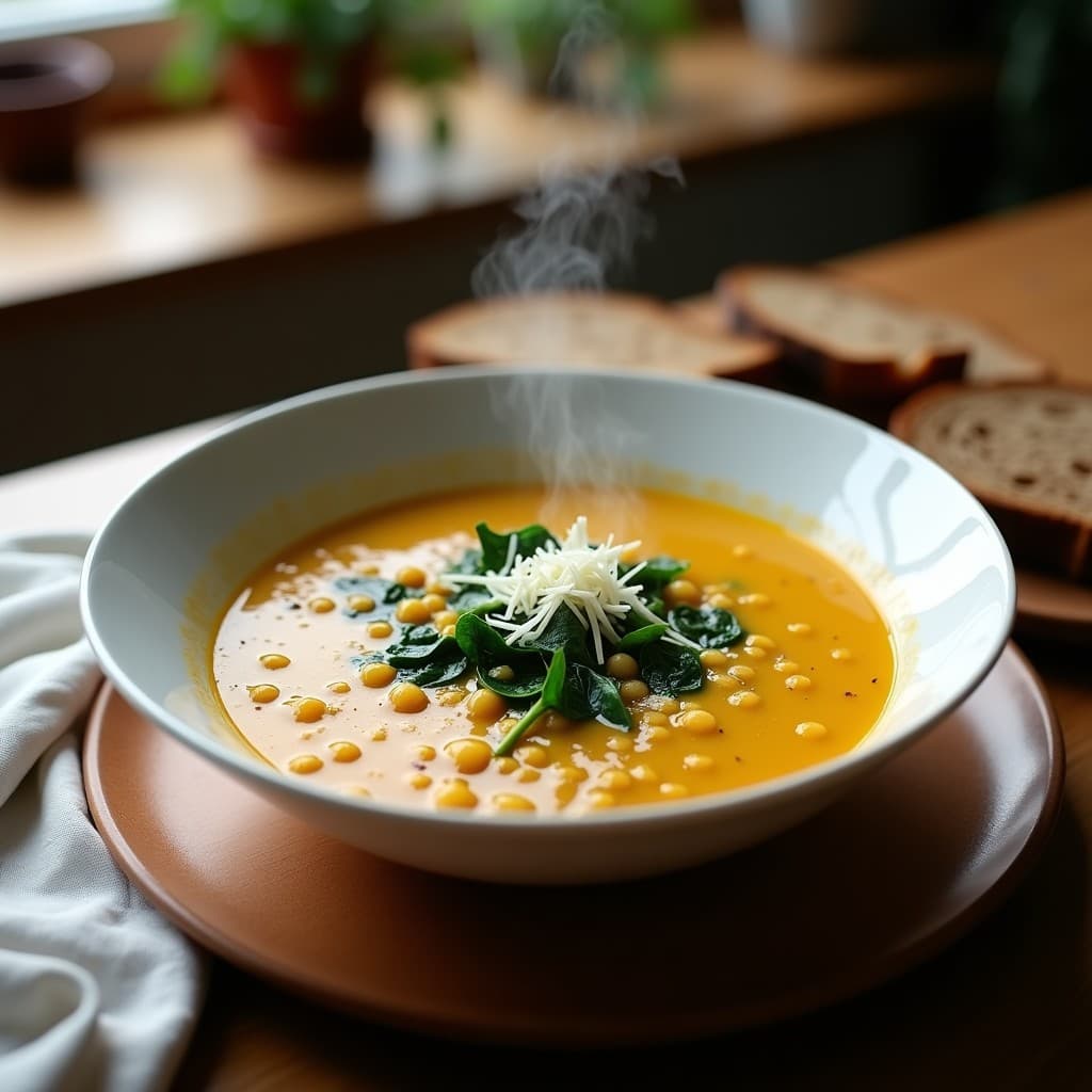 Sopa de Lentejas Amarillas con Leidén y Espinacas: Receta Holandesa en Olla Exprés