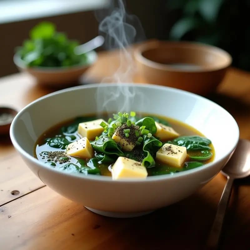Sopa de Miso con Zaatar y Espinacas: Receta Reconfortante en 15 Minutos con Toque Japonés