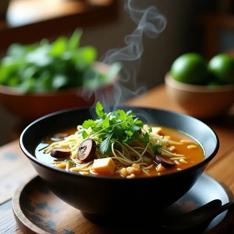 Sopa de Pho Vegana con Champiñones y Hierbas Vietnamitas: Receta Sin Gluten y Reconfortante