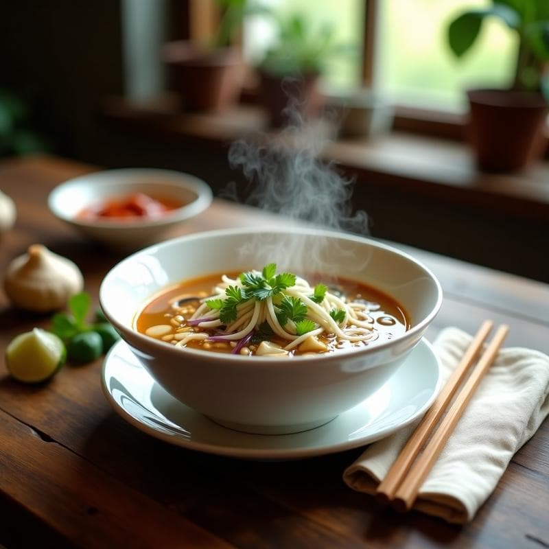 Sopa de Phở Vegana con Caldo de Hongos Shiitake: Receta Vietnamita Sin Gluten en Olla Lenta