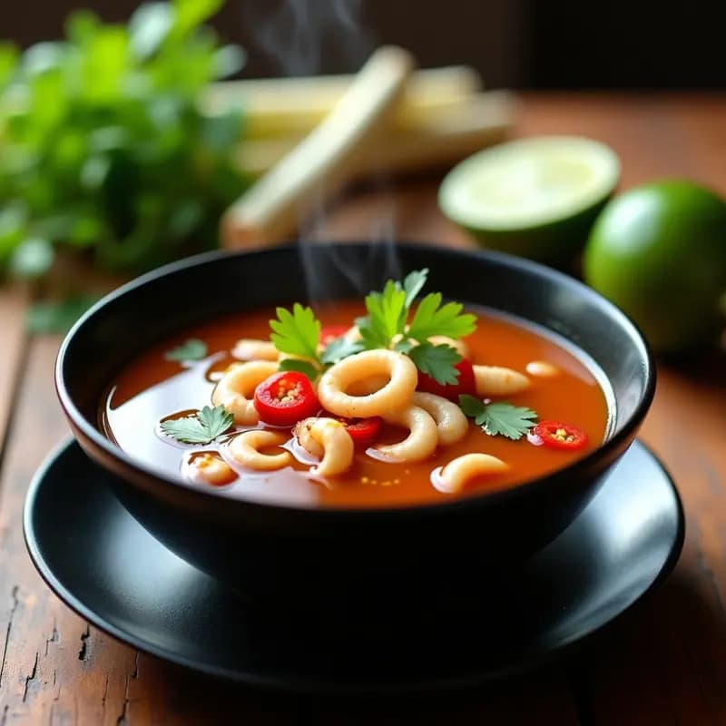 Sopa Tailandesa de Calamar y Tamarindo: Receta Auténtica en 25 Minutos con Toque Ácido