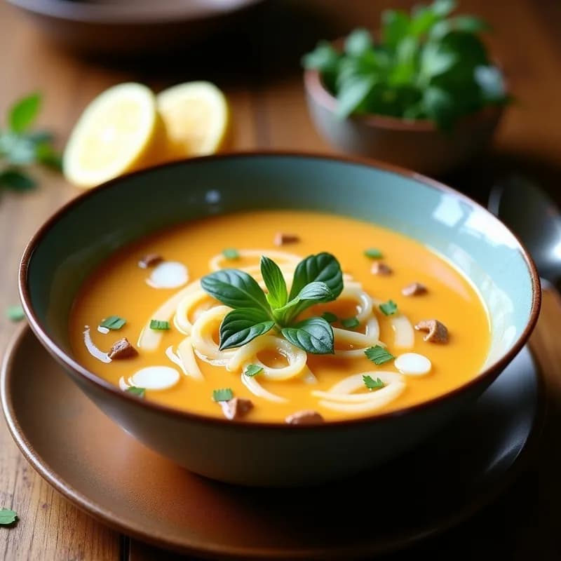 Sopa Thai de Poleo y Jengibre: Receta en Airfryer con Leche de Coco y Limón