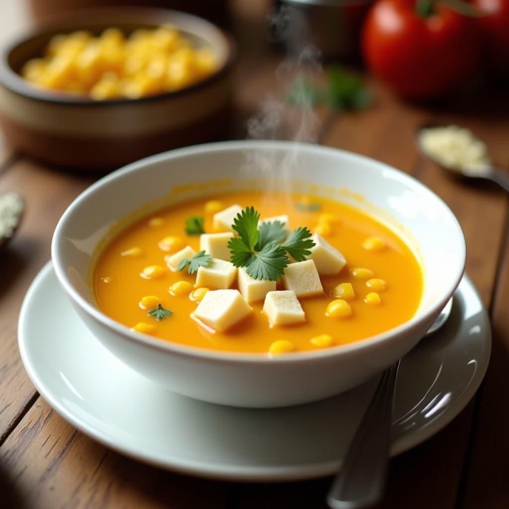 Sopa de Tomate Amarillo y Maíz con Queso Fresco: Receta Colombiana en 25 Minutos