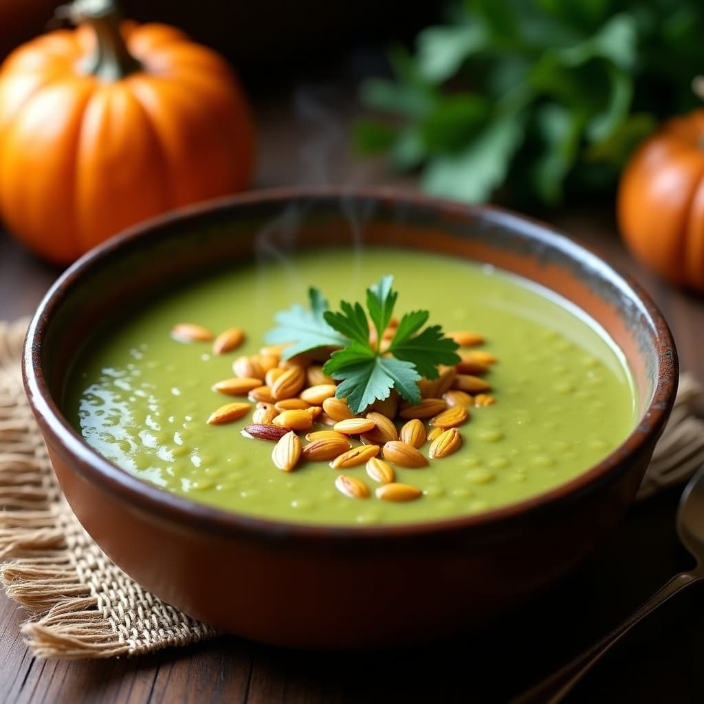 Sopa de Tomatillo y Pepita de Calabaza: Receta Mexicana Sin Gluten y Reconfortante