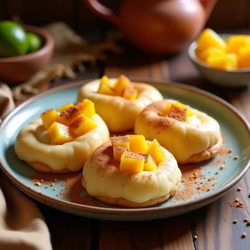 Sopapillas de Mango y Queso Fresco de Anacardos: Postre Mexicano Vegano con Toque Crujiente