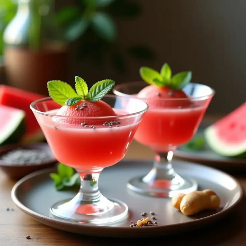Sorbete de Sandía y Jengibre con Semillas de Chía: Postre Chino Sin Lácteos
