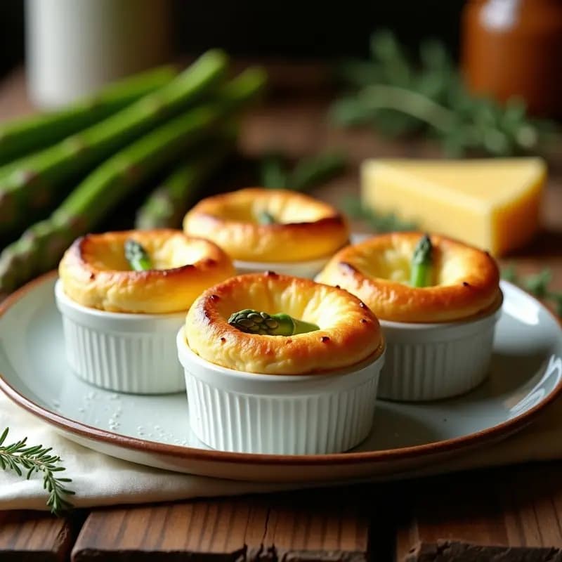 Soufflé de Espárragos y Queso Gruyère: Entrante Francés Ligero y Sin Gluten