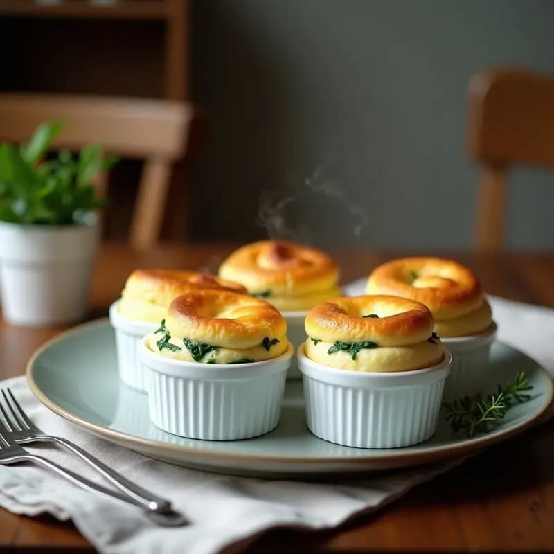 Soufflé de Queso Francés con Espinacas: Receta Elegante y Sin Gluten en Thermomix