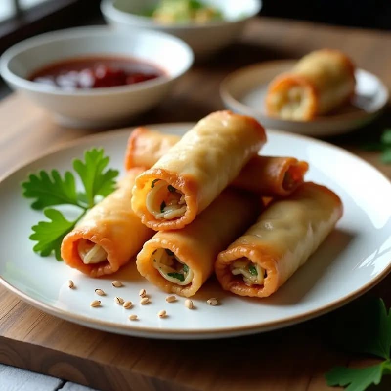 Spring Rolls de Cerdo y Repollo: Receta China Crujiente con Salsa de Ciruela