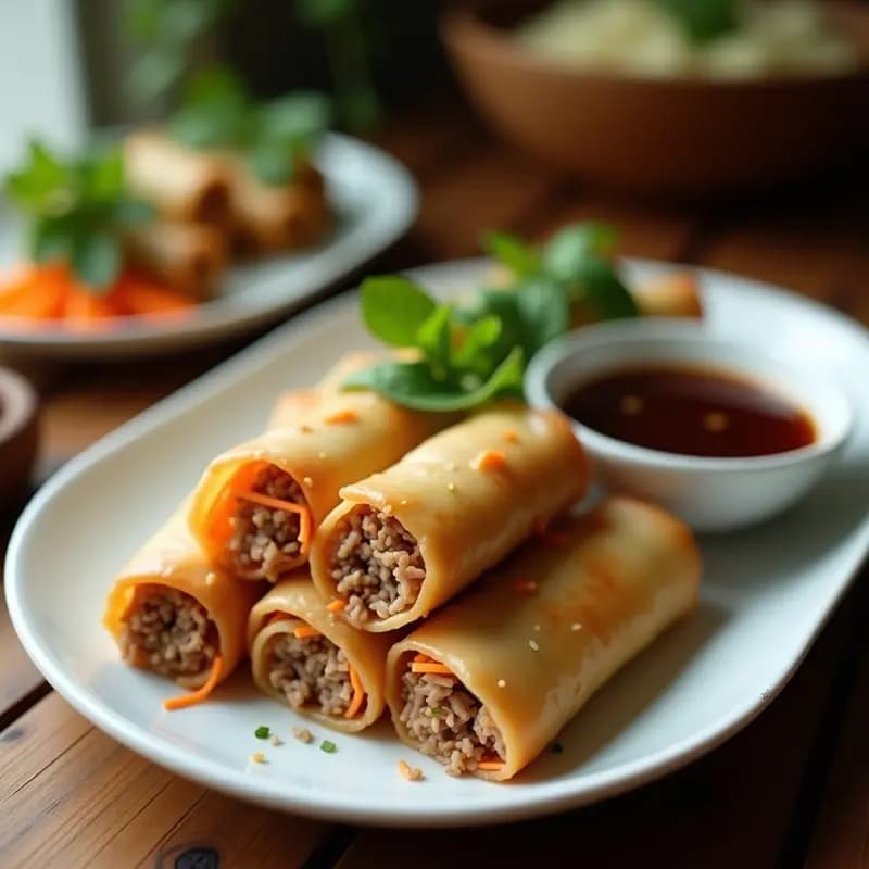 Spring Rolls Vietnamitas de Cerdo y Zanahoria: Receta Crujiente con Salsa Nuoc Mam