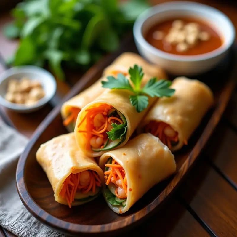 Spring Rolls Vietnamitas con Langostinos y Hierbas Frescas: Receta Crujiente y Sin Gluten en Freidora