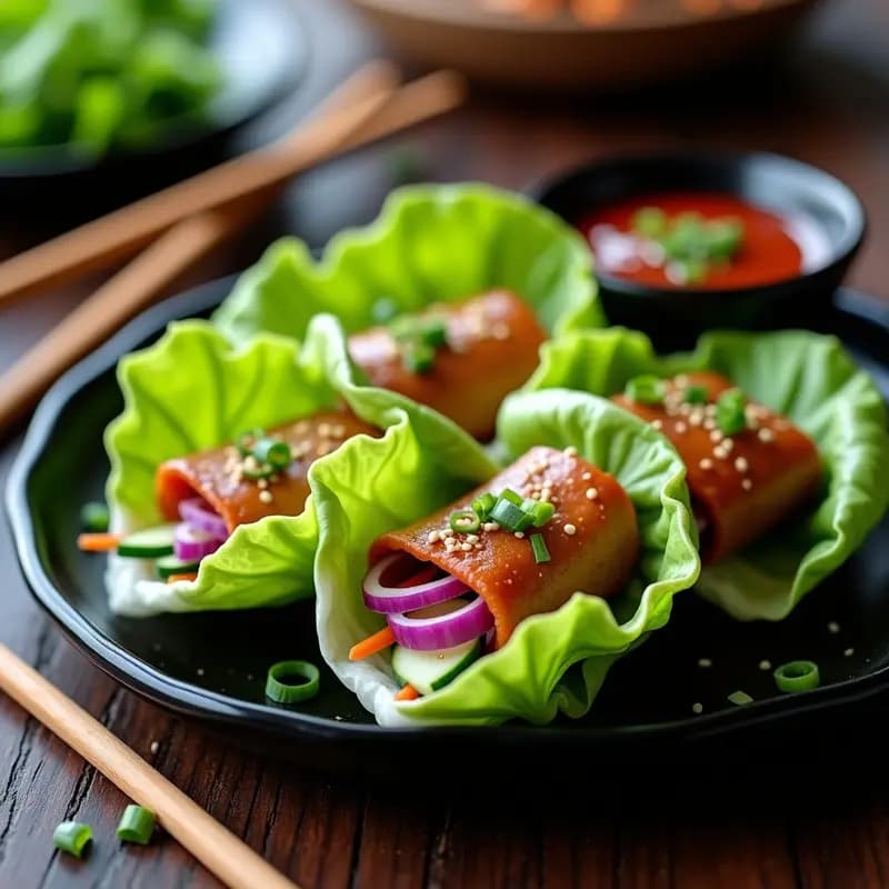 Ssamjang de Cerdo y Hoja de Lechuga: Rollitos Coreanos Picantes y Crunchy