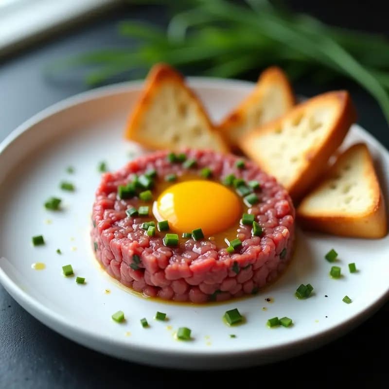 Steak Tartare con Yema de Huevo y Mostaza de Dijon: Receta Francesa Clásica y Alta en Proteína