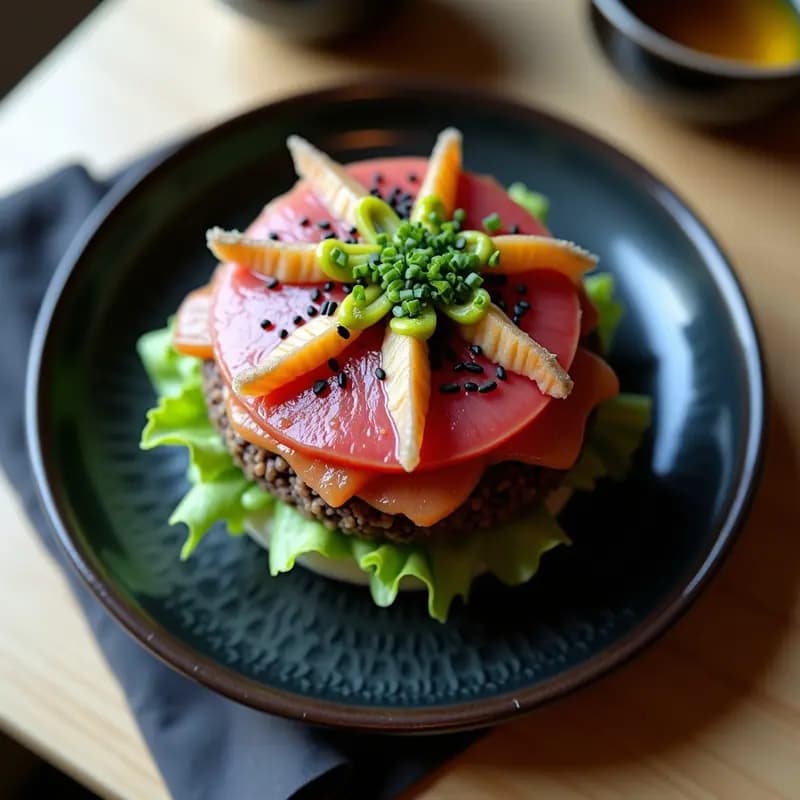 Sushi Burger con Atún bluefin y Salsa Wasabi: Receta Japonesa Fusion en 25 Minutos