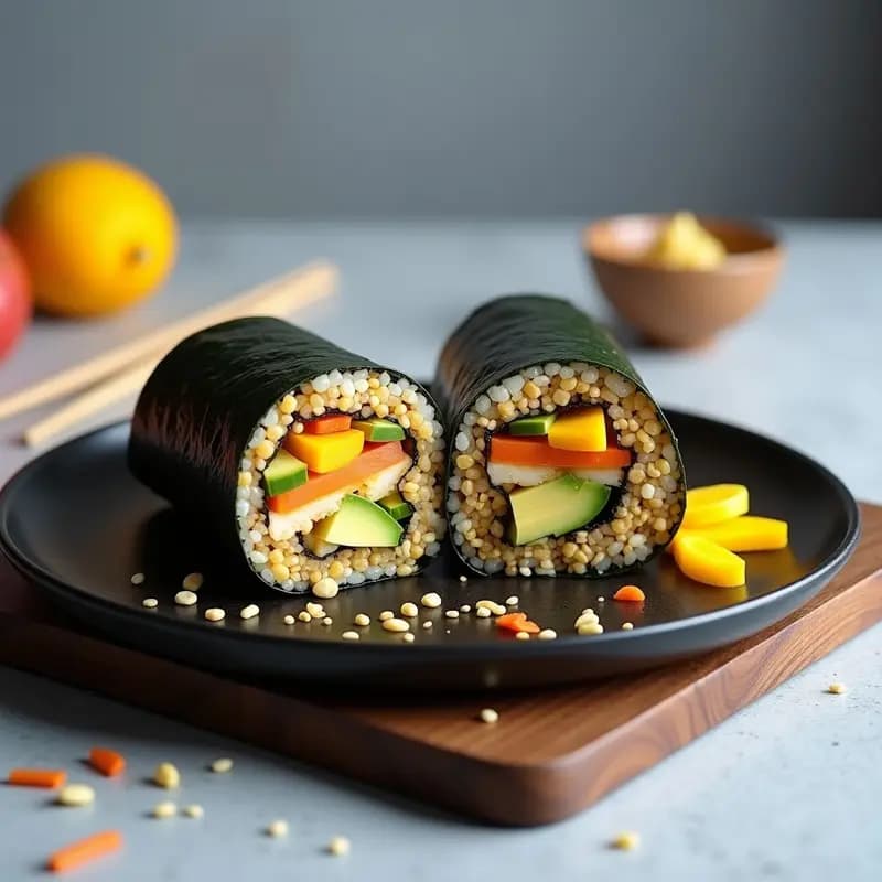 Sushi Burrito con Aguacate y Mango: Receta Japo-Mexicana Alta enProteína para Llevar