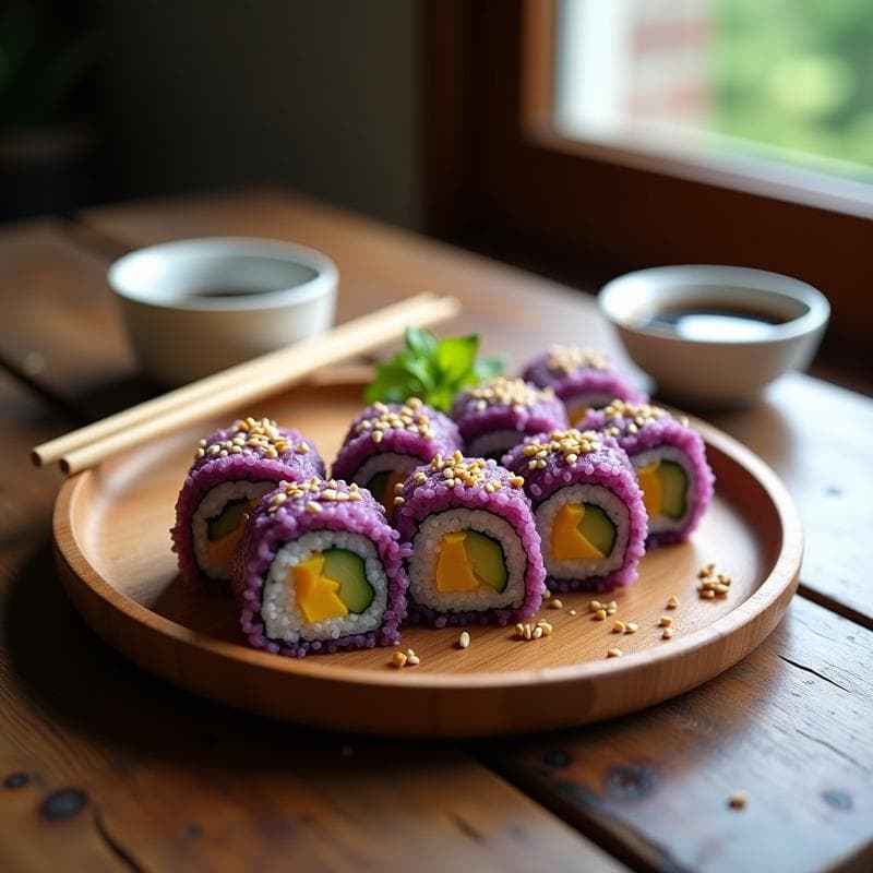 Sushi de Mango y Pepino con Arroz Morado: Receta Sin Gluten y Alta en Antioxidantes