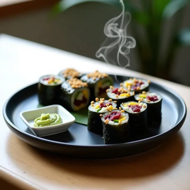 Sushi de Remolacha y Aguacate con Wasabi Vegano: Rolls Sin Pescado y Sin Arroz