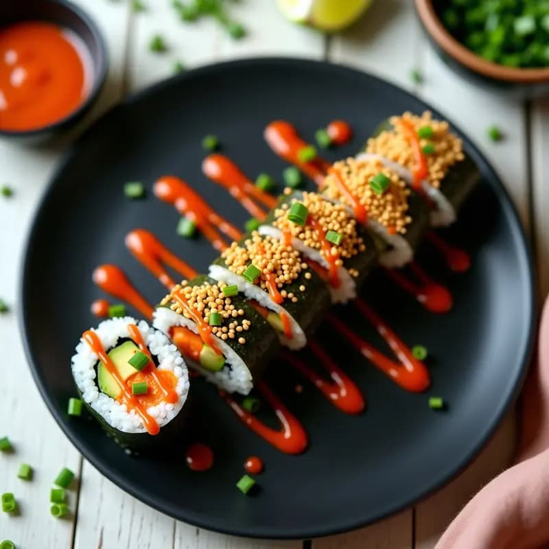 Sushi Roll de Aguacate y Langostinos con Mayonesa Sriracha: Receta Fusion Japonesa-Mexicana en 20 Minutos