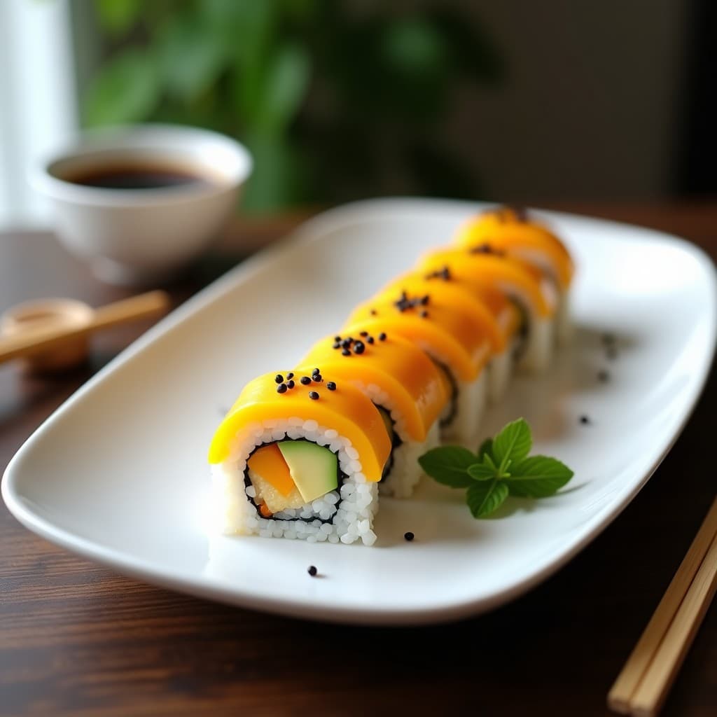 TikTok Sushi Roll de Mango y Queso Philadelphia: Receta Japonesa Fusion sin Pescado en 20 Minutos
