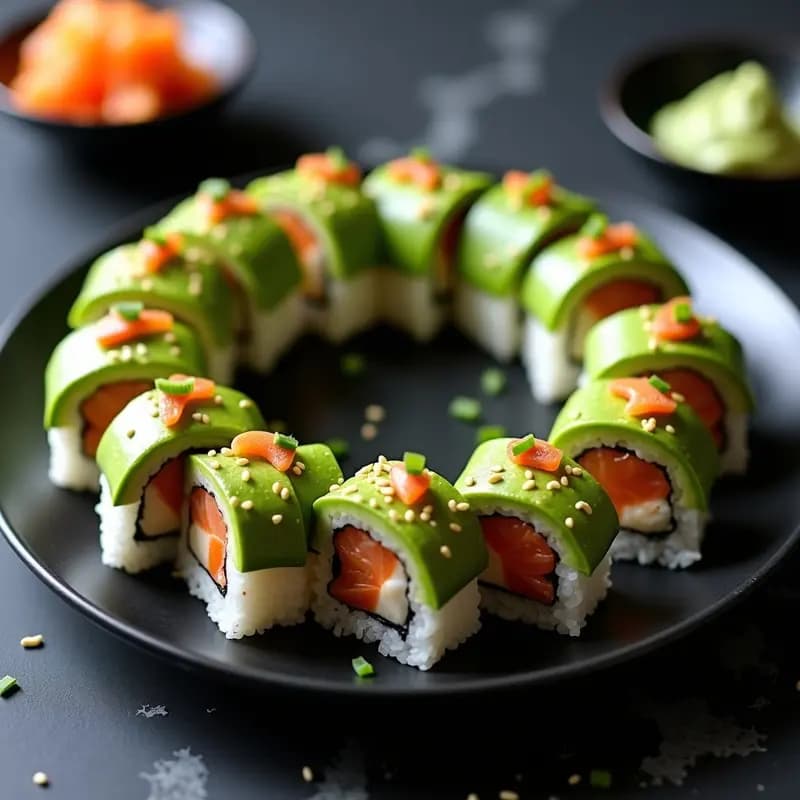 sushi japonés rollo dragon con aguacate salmón y ebi Receta Gourmet Paso a Paso