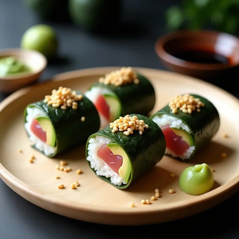 Sushi Temaki de Atún y Aguacate: Receta Japonesa en Rollos de Alga Nori