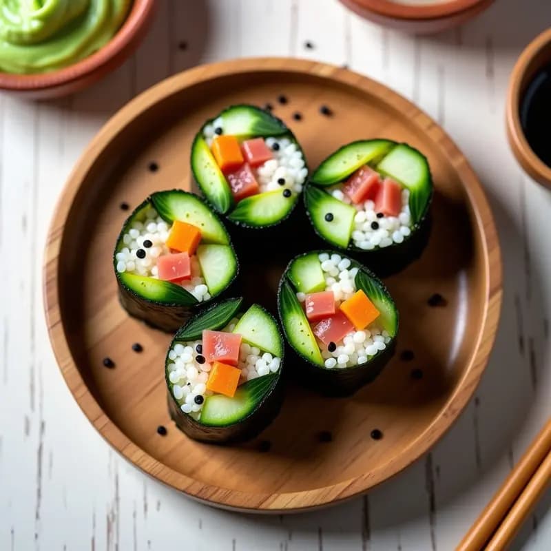 Sushi de Umeboshi y Pepino con Alga Nori: Receta Japonesa Vegana y Baja en Calorías