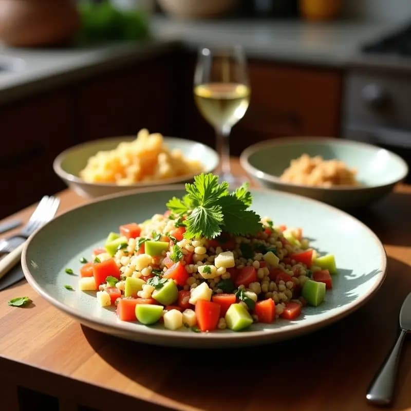 Tabbouleh de Coliflor y Granada: Ensalada Libanesa Low-Carb con Limón y Menta
