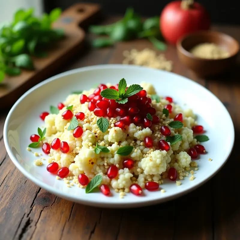 Tabbouleh de Coliflor y Granados: Receta Árabe Sin Trigo y Baja en Calorías